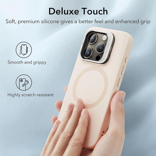 Funda MagSafe para Apple iPhone 15 Pro, ESR, Cloud Soft Kickstand, Crema