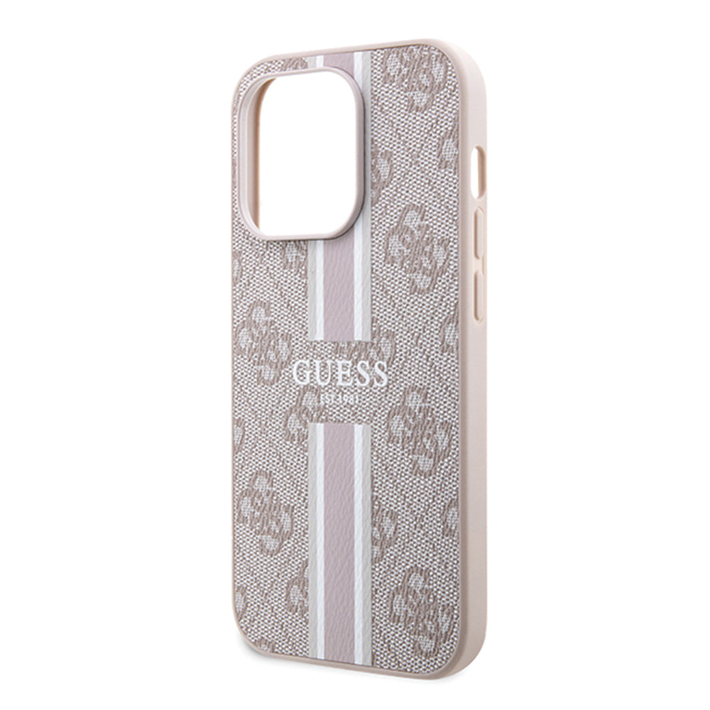 Funda MagSafe para Apple iPhone 15 Pro, Guess, 4G Printed Stripes, Rosa