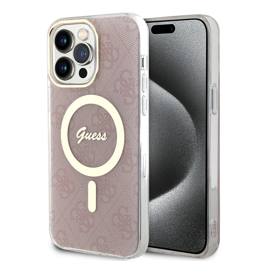 Funda MagSafe para Apple iPhone 15 Pro, Guess, IML 4G, Rosa