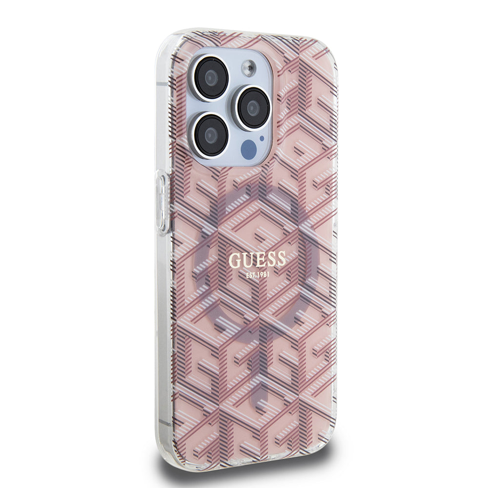 Funda MagSafe para Apple iPhone 15 Pro, Guess, IML Gcube, Rosa