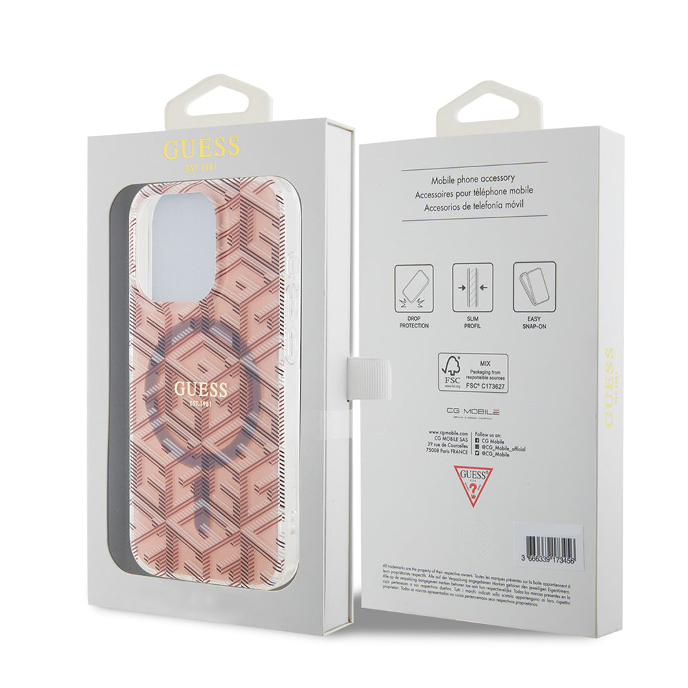 Funda MagSafe para Apple iPhone 15 Pro, Guess, IML Gcube, Rosa