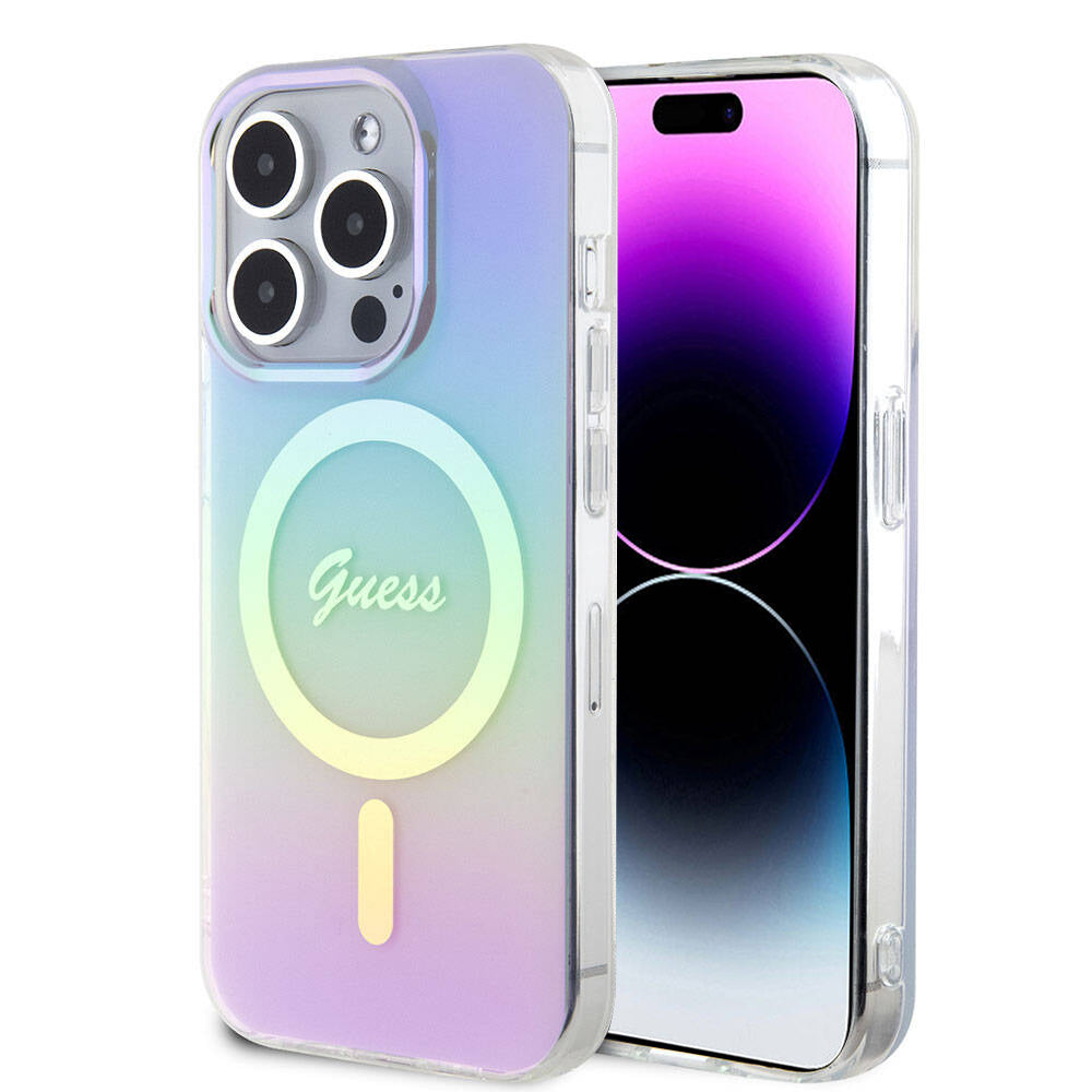 Funda MagSafe para Apple iPhone 15 Pro, Guess, IML Iridescente, Morado