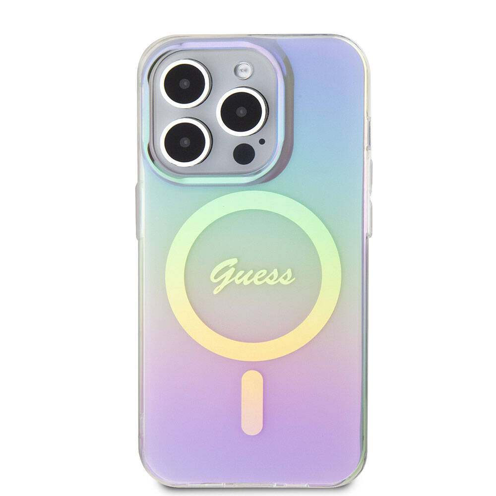 Funda MagSafe para Apple iPhone 15 Pro, Guess, IML Iridescente, Morado
