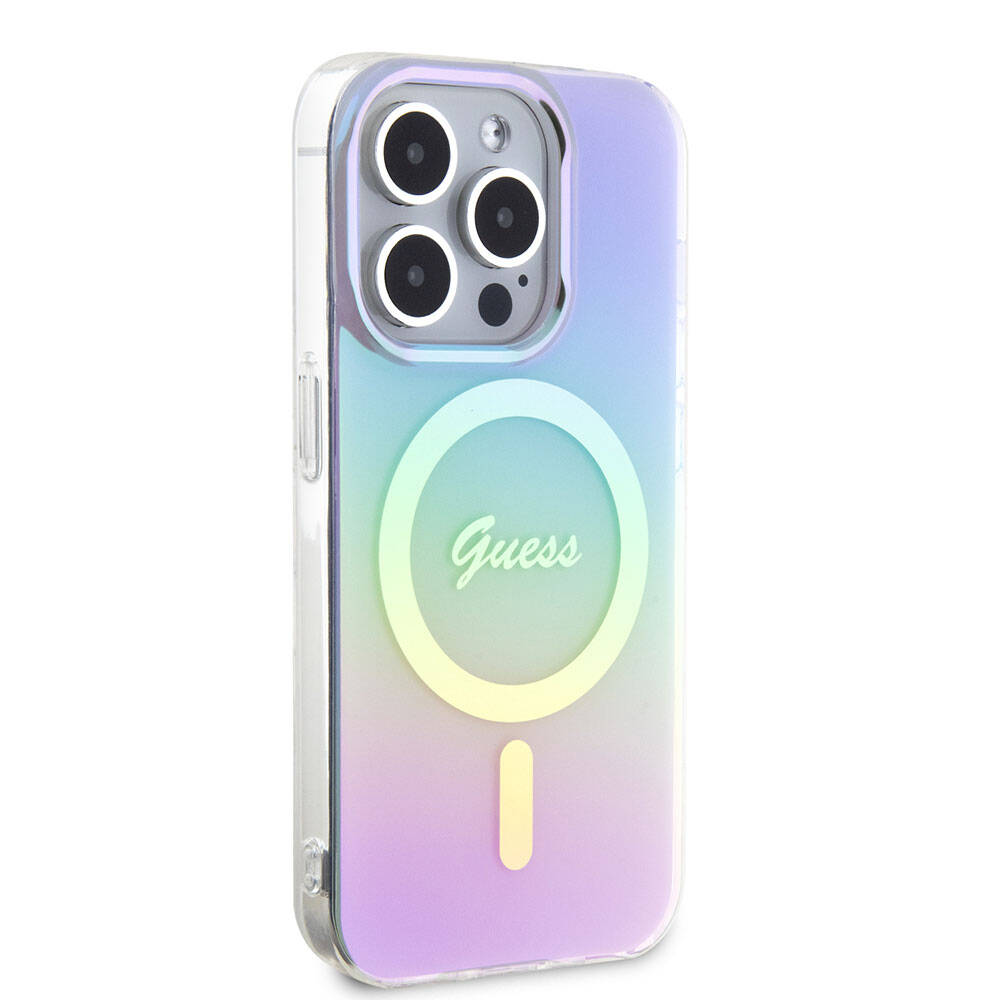 Funda MagSafe para Apple iPhone 15 Pro, Guess, IML Iridescente, Morado