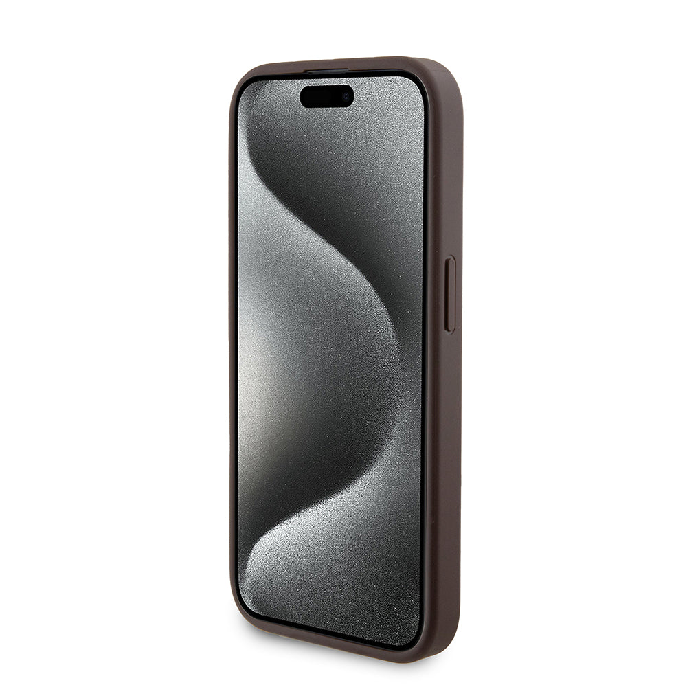 Funda MagSafe para Apple iPhone 15 Pro, Guess, Powerbank 4G Metal Logo, Marrón