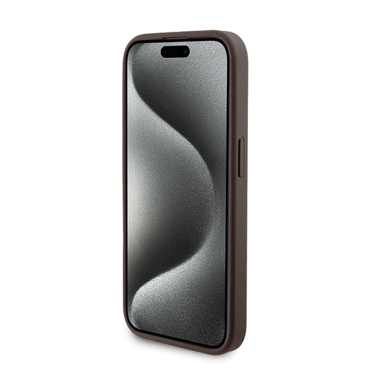 Funda MagSafe para Apple iPhone 15 Pro, Guess, Powerbank 4G Metal Logo, Marrón