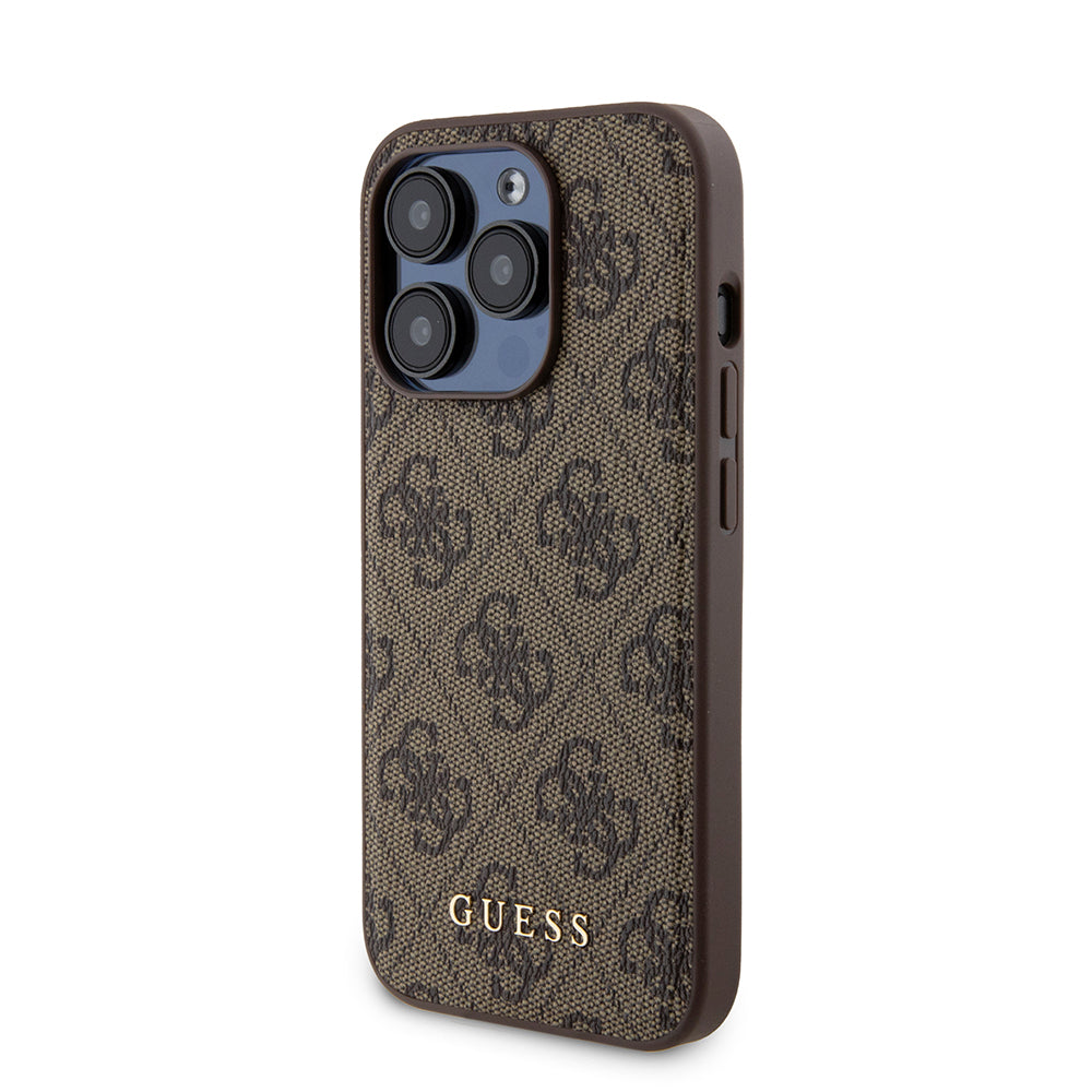 Funda MagSafe para Apple iPhone 15 Pro, Guess, Powerbank 4G Metal Logo, Marrón