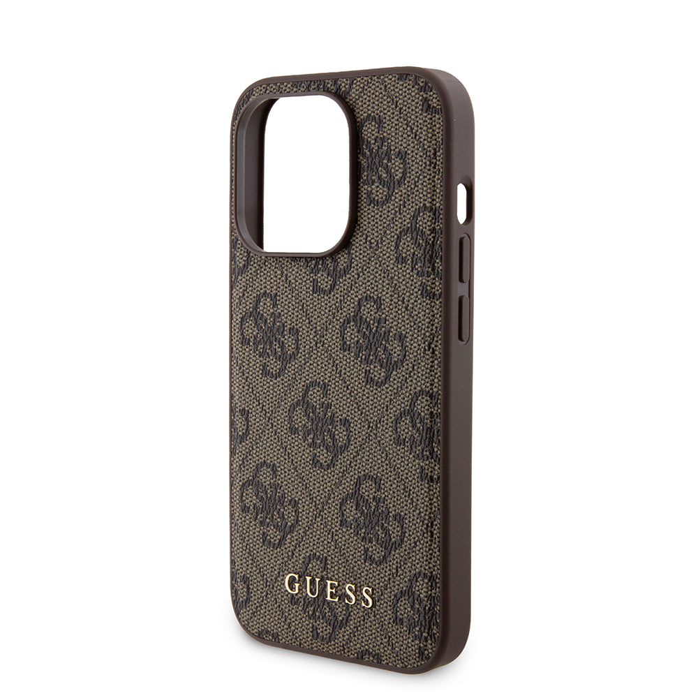 Funda MagSafe para Apple iPhone 15 Pro, Guess, Powerbank 4G Metal Logo, Marrón