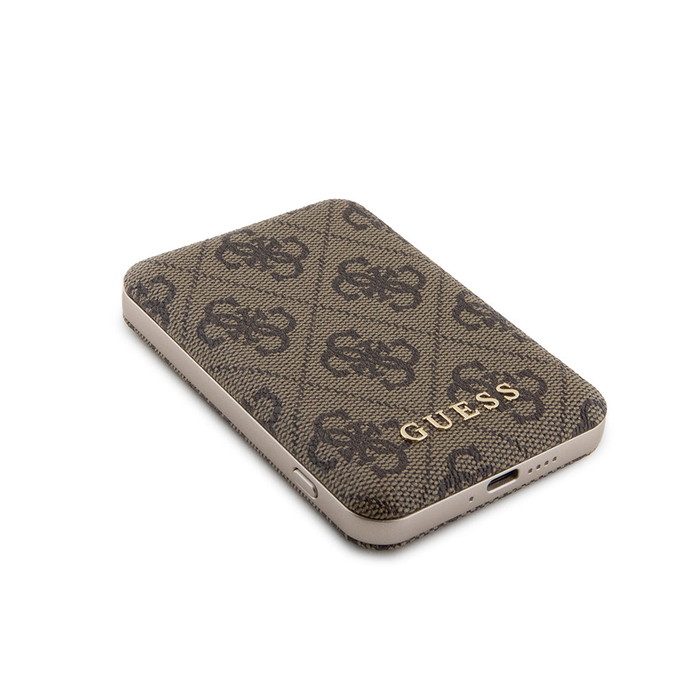 Funda MagSafe para Apple iPhone 15 Pro, Guess, Powerbank 4G Metal Logo, Marrón