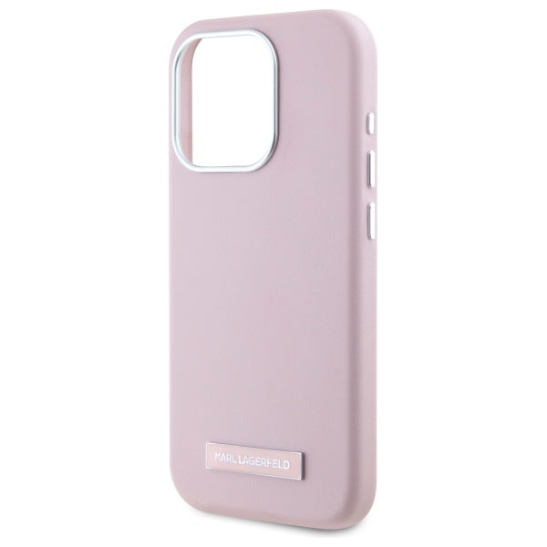 Funda MagSafe para Apple iPhone 15 Pro, Karl Lagerfeld, FW Metal Plate, Rosa