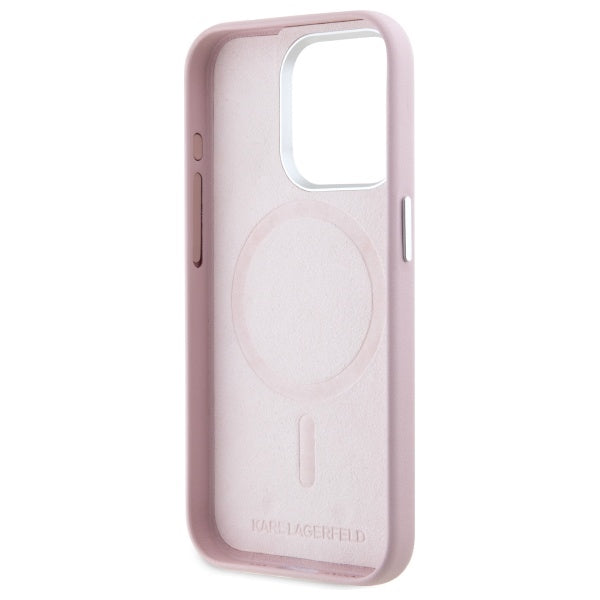 Funda MagSafe para Apple iPhone 15 Pro, Karl Lagerfeld, FW Metal Plate, Rosa