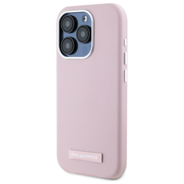 Funda MagSafe para Apple iPhone 15 Pro, Karl Lagerfeld, FW Metal Plate, Rosa