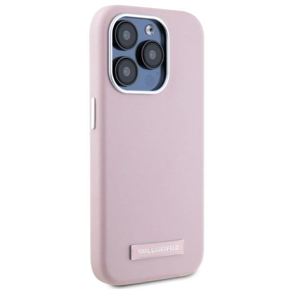 Funda MagSafe para Apple iPhone 15 Pro, Karl Lagerfeld, FW Metal Plate, Rosa