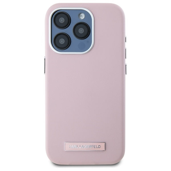Funda MagSafe para Apple iPhone 15 Pro, Karl Lagerfeld, FW Metal Plate, Rosa