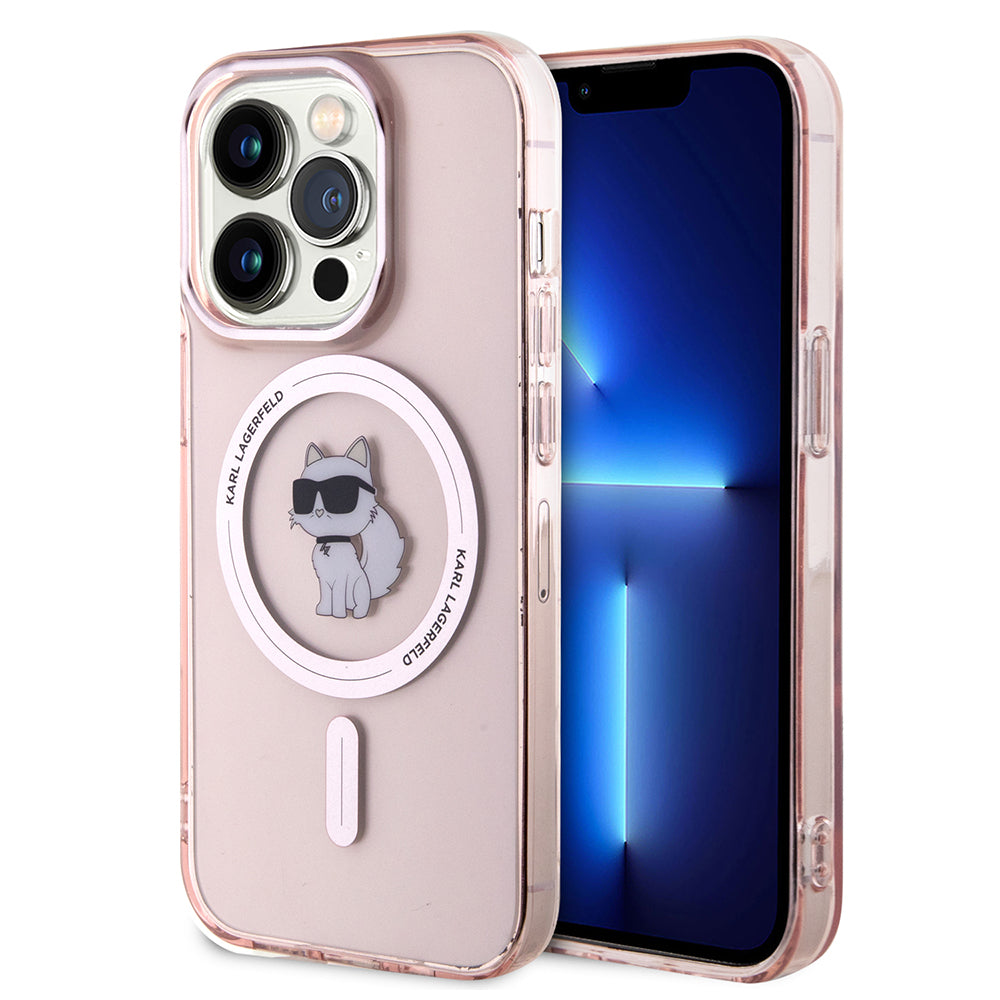 Funda MagSafe para Apple iPhone 15 Pro, Karl Lagerfeld, IML Choupette, Rosa