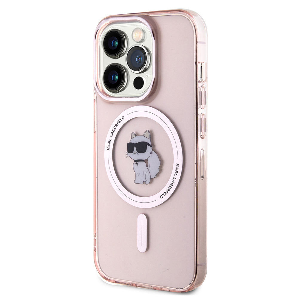 Funda MagSafe para Apple iPhone 15 Pro, Karl Lagerfeld, IML Choupette, Rosa
