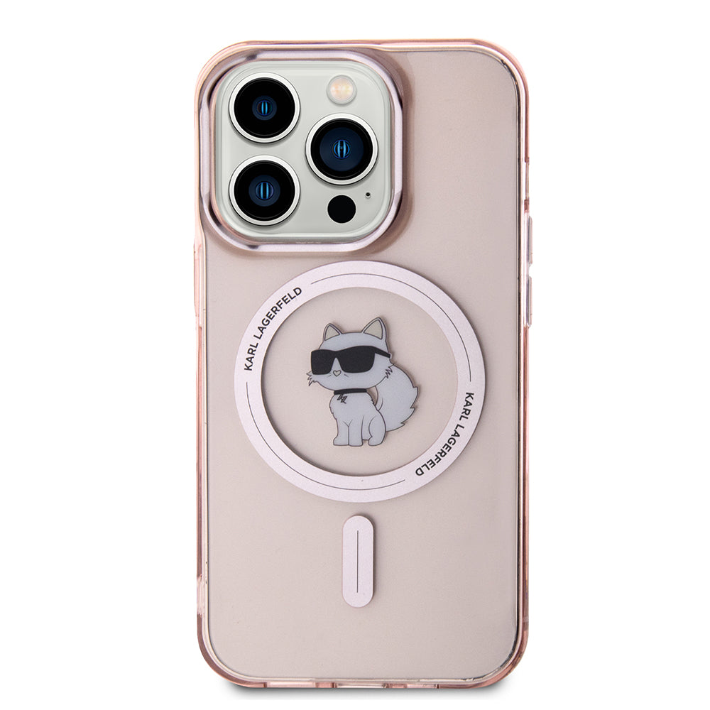 Funda MagSafe para Apple iPhone 15 Pro, Karl Lagerfeld, IML Choupette, Rosa