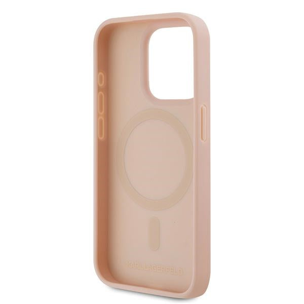 Funda MagSafe para Apple iPhone 15 Pro, Karl Lagerfeld, Monogram Metal Logo, Rosa