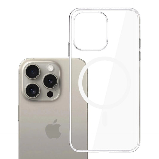 Funda MagSafe para Apple iPhone 15 Pro Max, 3MK, Clear MagCase, Transparente