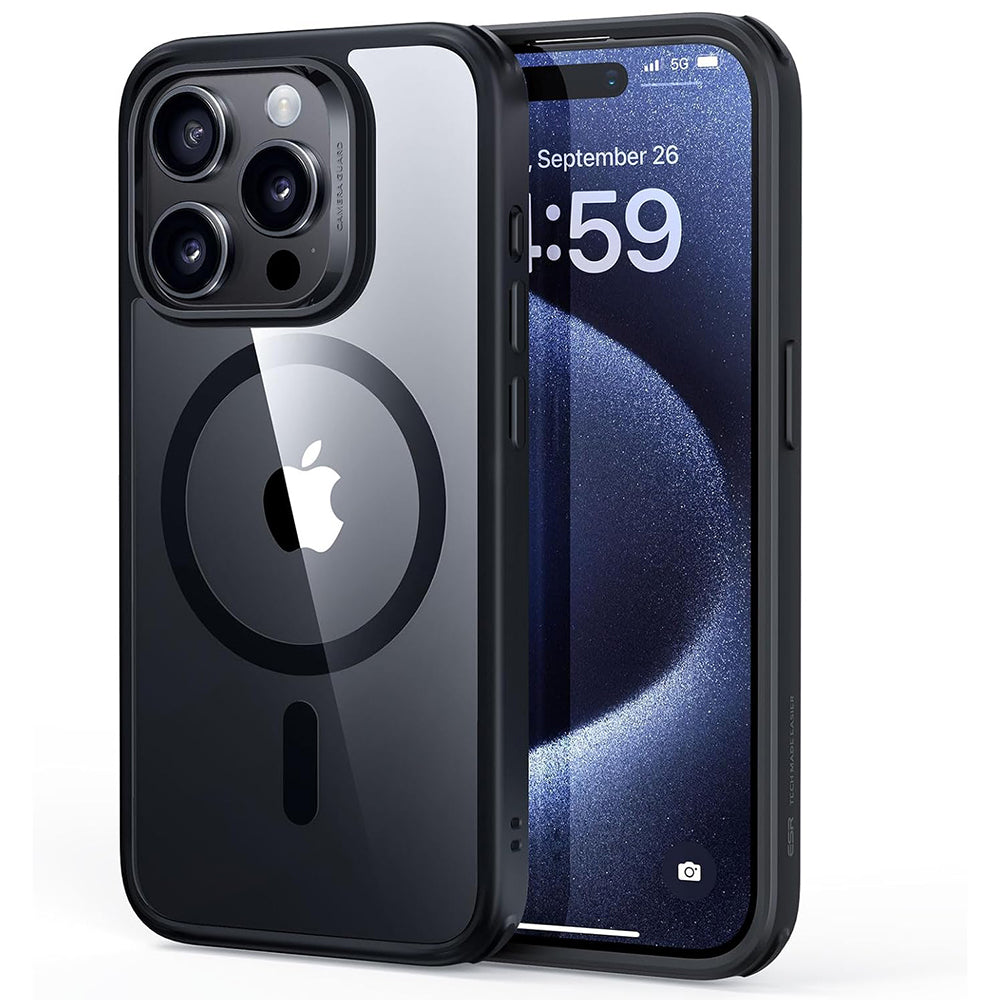 Funda MagSafe para Apple iPhone 15 Pro Max, ESR, Classic Hybrid, Negra Transparente