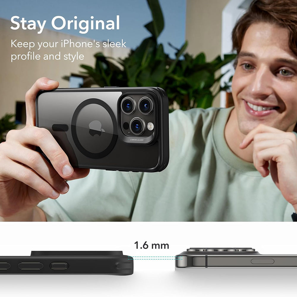 Funda MagSafe para Apple iPhone 15 Pro Max, ESR, Classic Hybrid, Negra Transparente
