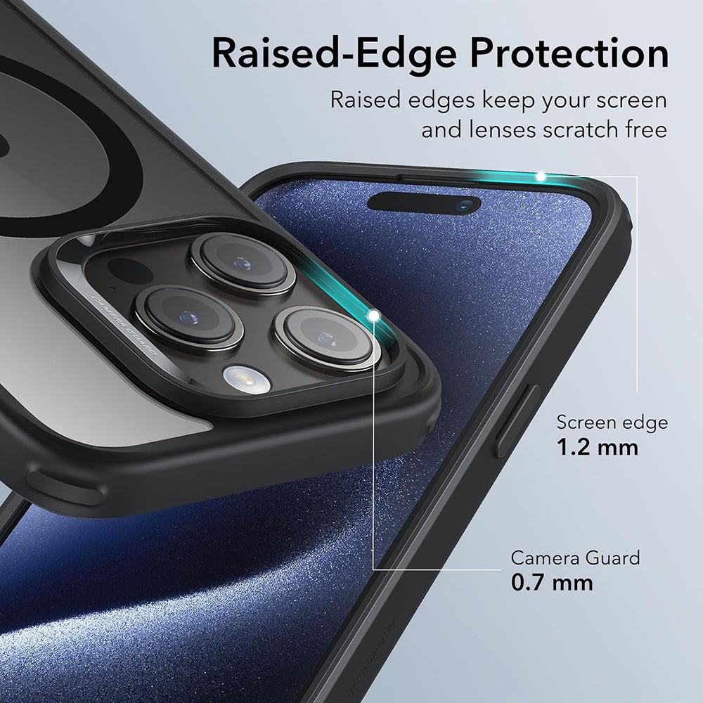 Funda MagSafe para Apple iPhone 15 Pro Max, ESR, Classic Hybrid, Negra Transparente