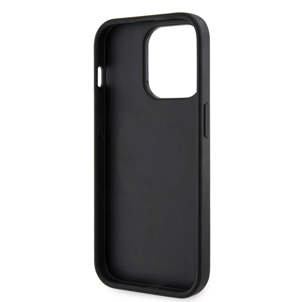 Funda MagSafe para Apple iPhone 15 Pro Max, Guess, 4G Printed Stripes, Negra