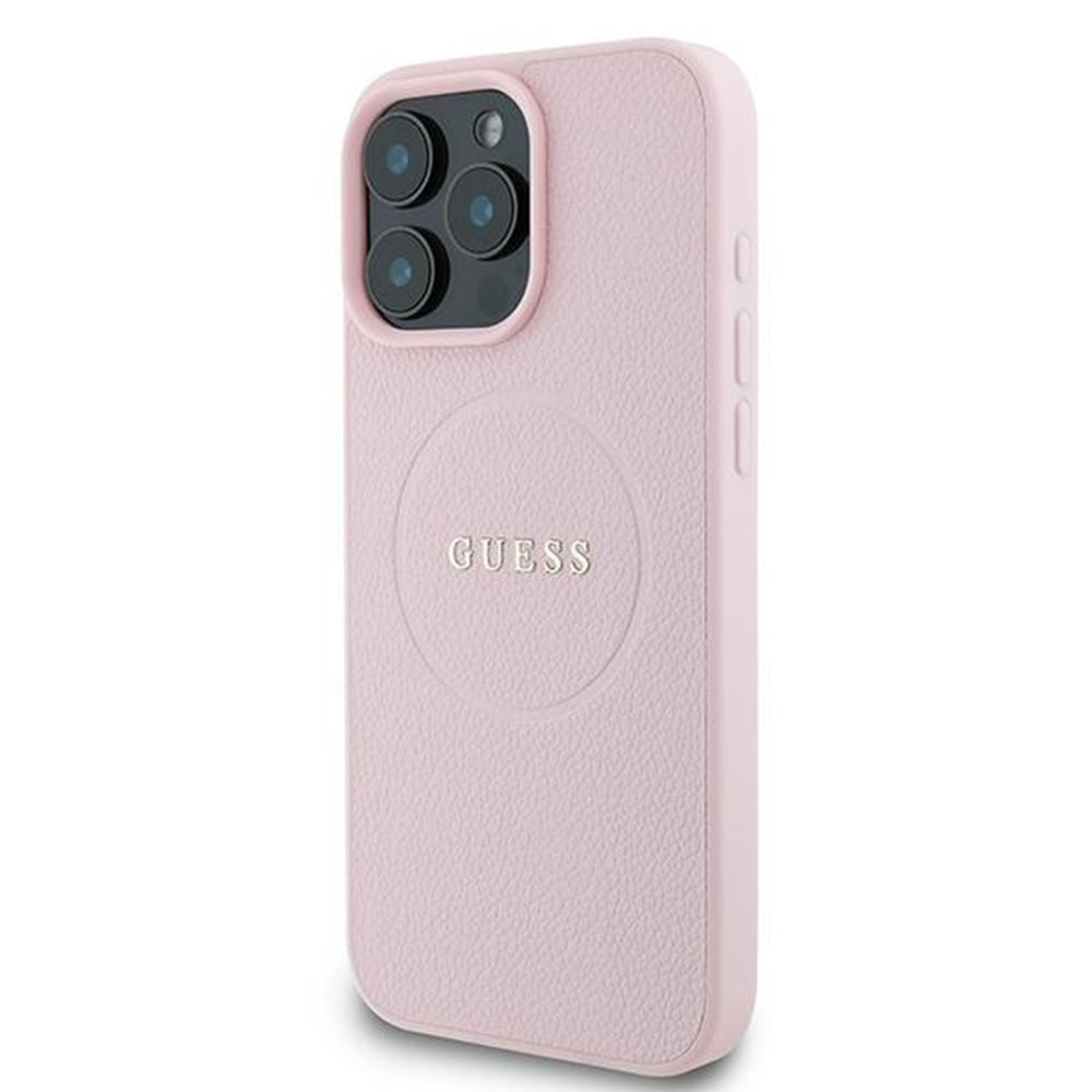 Funda MagSafe para Apple iPhone 15 Pro Max, Guess, Grained Gold Ring, Rosa