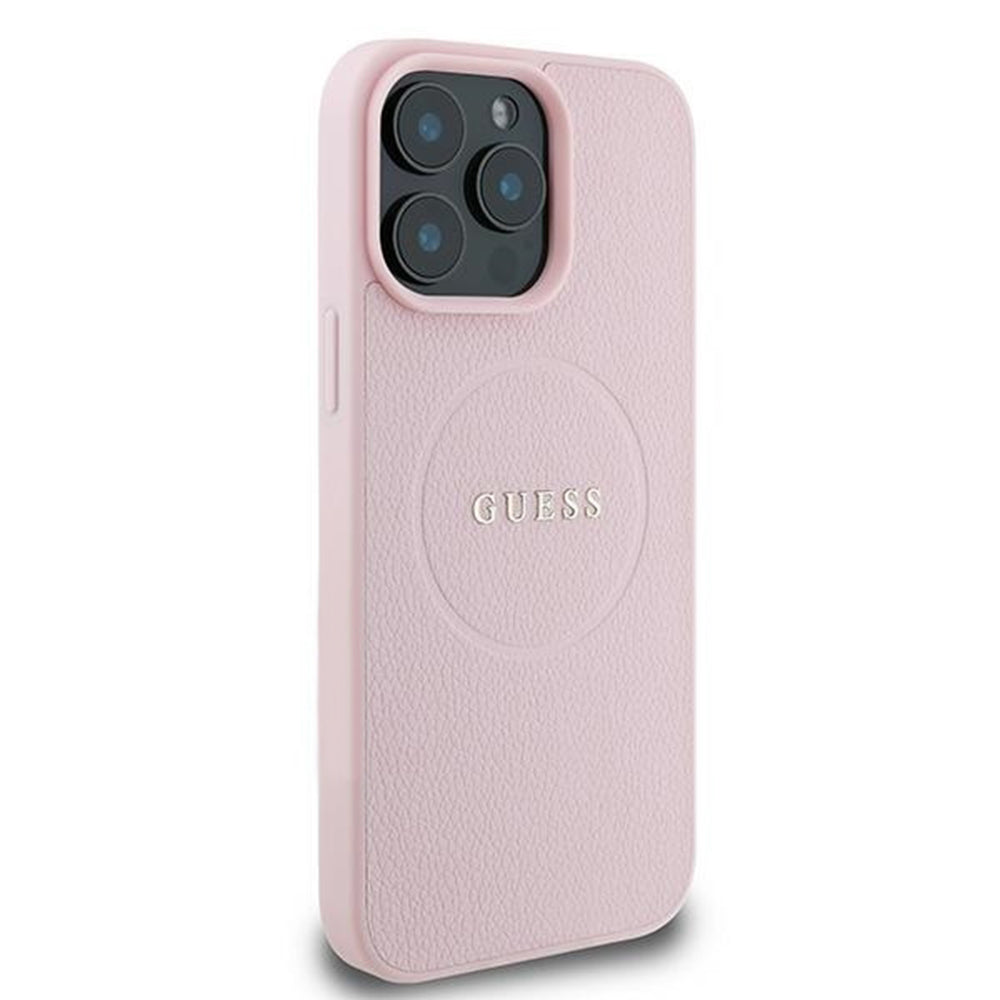 Funda MagSafe para Apple iPhone 15 Pro Max, Guess, Grained Gold Ring, Rosa