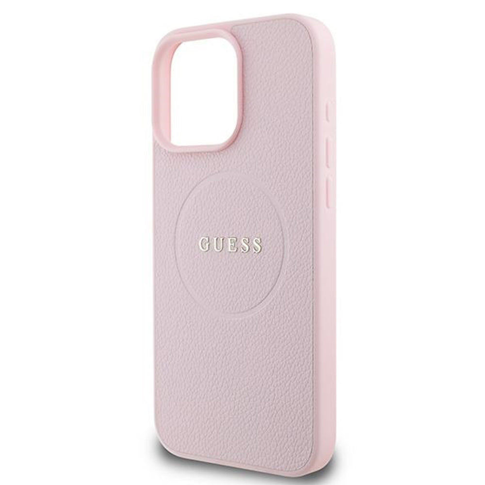 Funda MagSafe para Apple iPhone 15 Pro Max, Guess, Grained Gold Ring, Rosa