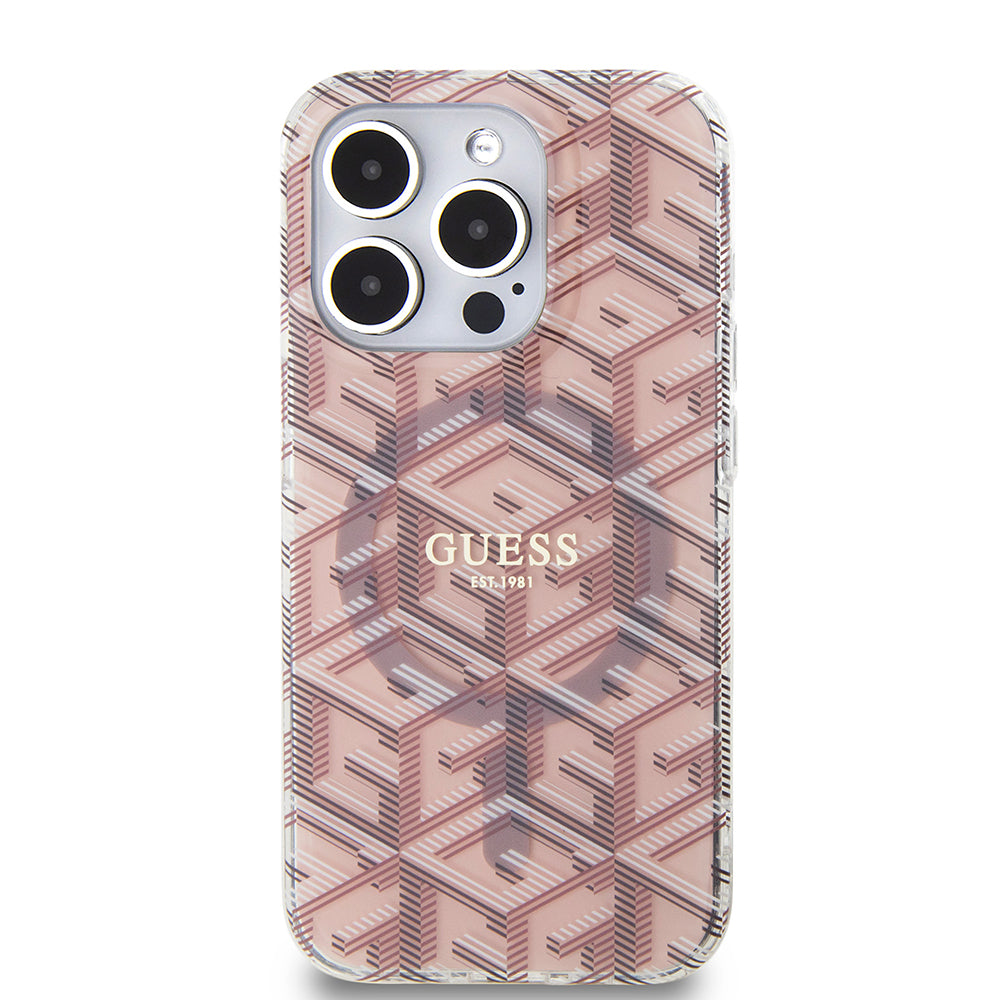 Funda MagSafe para Apple iPhone 15 Pro Max, Guess, IML Gcube, Rosa