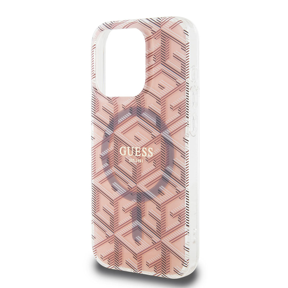 Funda MagSafe para Apple iPhone 15 Pro Max, Guess, IML Gcube, Rosa