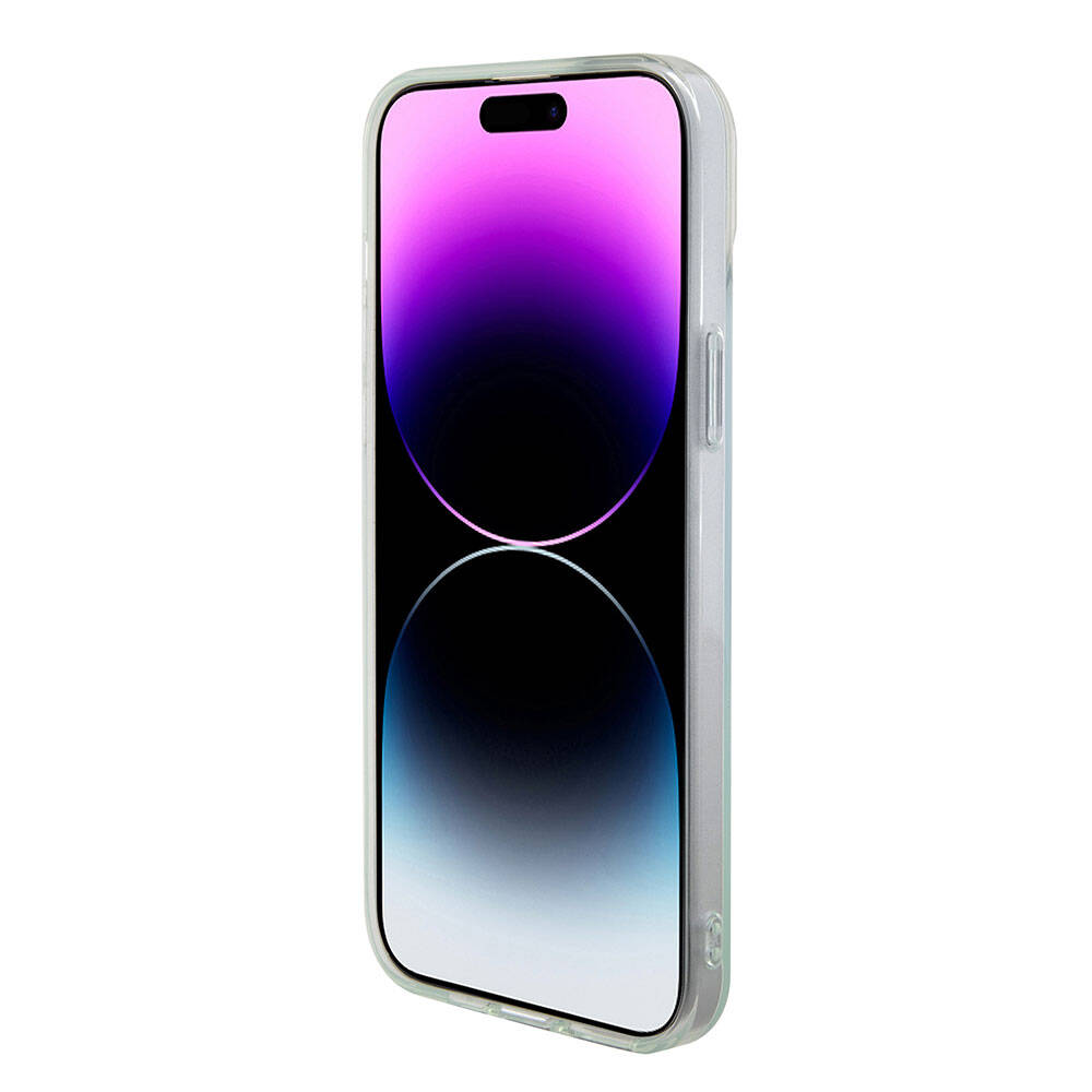 Funda MagSafe para Apple iPhone 15 Pro Max, Guess, IML Iridescente, Turquesa