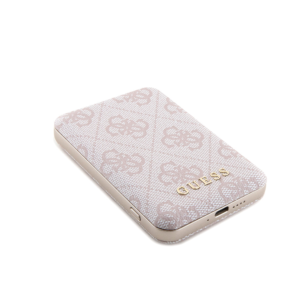 Funda MagSafe para Apple iPhone 15 Pro Max, Guess, Powerbank 4G Metal Logo, Rosa.