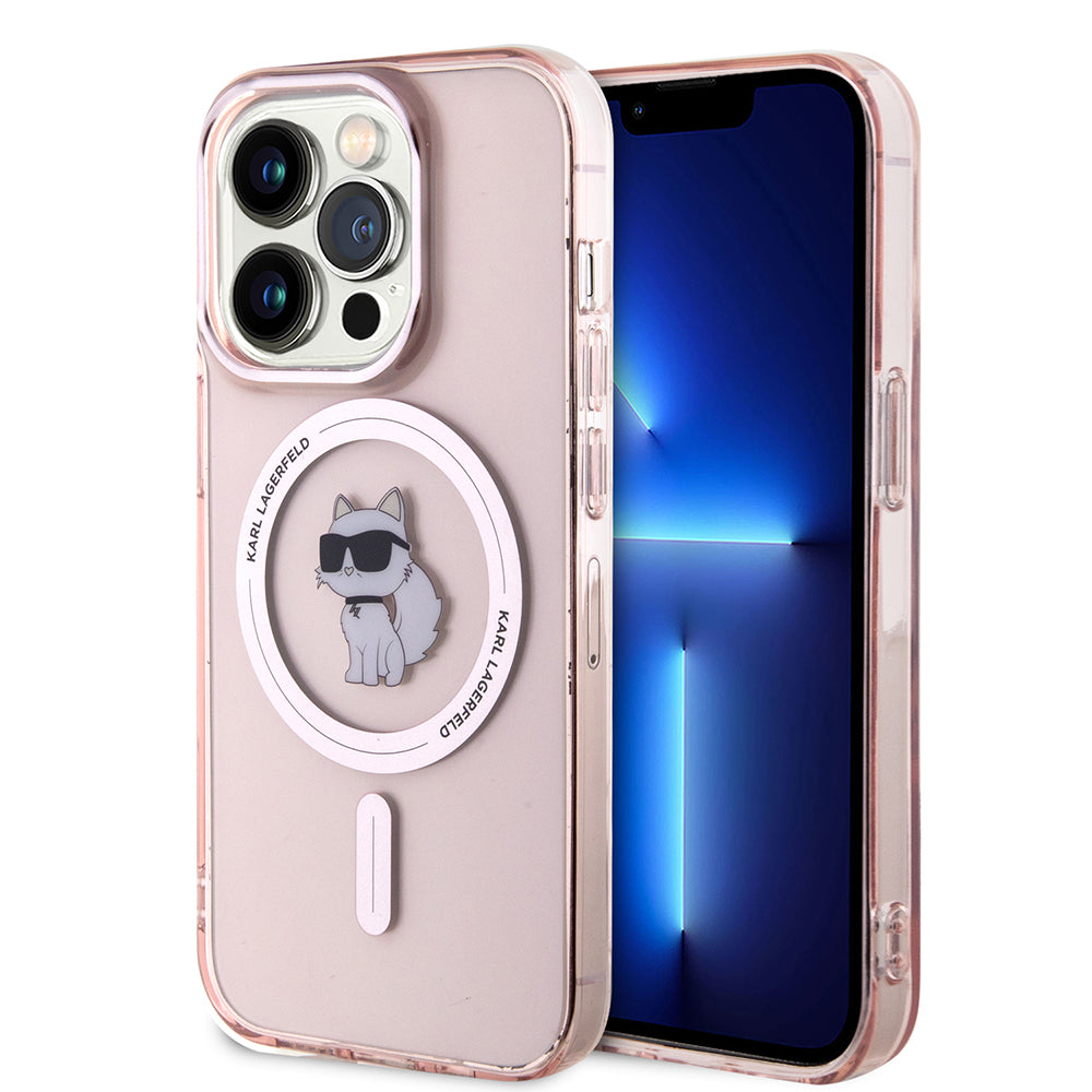 Funda MagSafe para Apple iPhone 15 Pro Max, Karl Lagerfeld, IML Choupette, Rosa