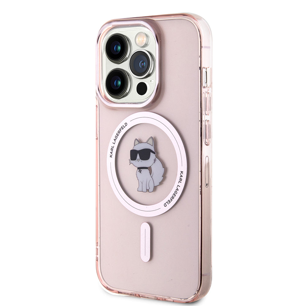 Funda MagSafe para Apple iPhone 15 Pro Max, Karl Lagerfeld, IML Choupette, Rosa