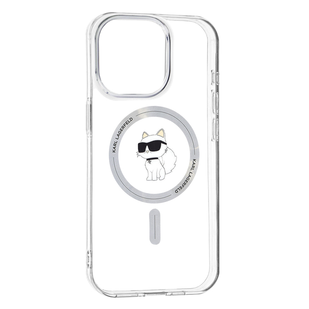 Funda MagSafe para Apple iPhone 15 Pro Max, Karl Lagerfeld, IML Choupette, Transparente