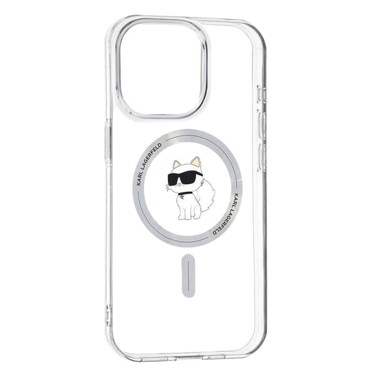 Funda MagSafe para Apple iPhone 15 Pro Max, Karl Lagerfeld, IML Choupette, Transparente