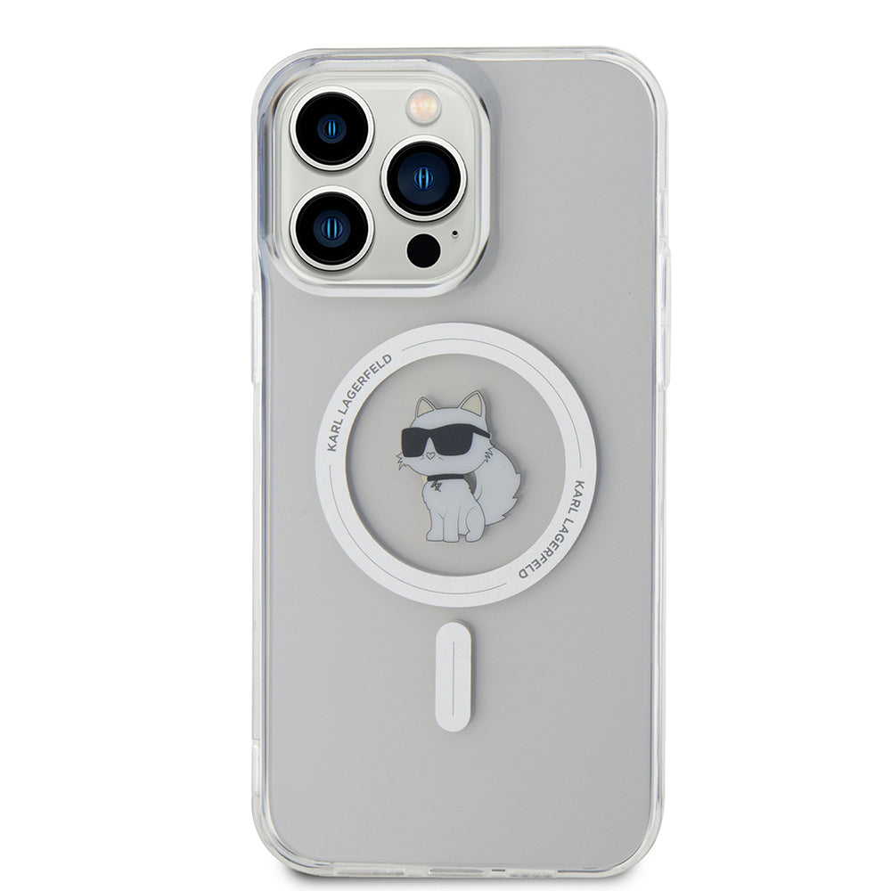 Funda MagSafe para Apple iPhone 15 Pro Max, Karl Lagerfeld, IML Choupette, Transparente