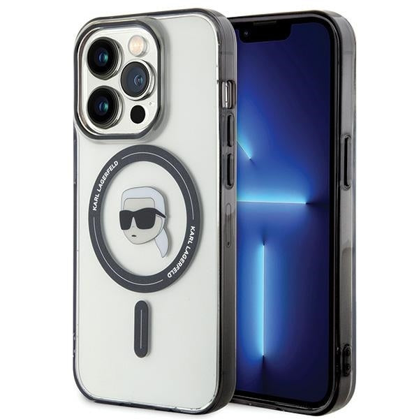 Funda MagSafe para Apple iPhone 15 Pro Max, Karl Lagerfeld, IML Karl's Head, Transparente
