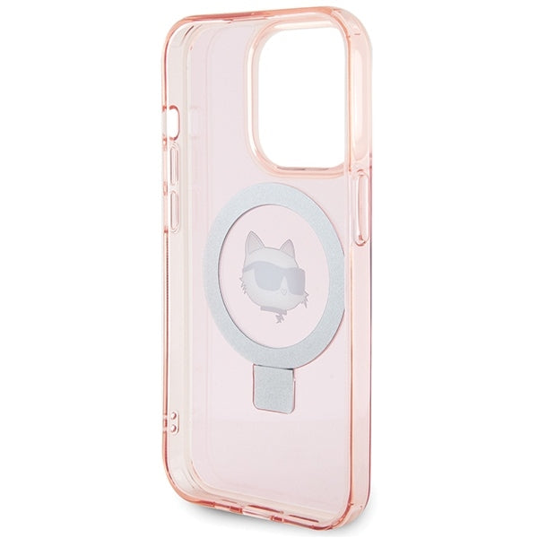 Funda MagSafe para Apple iPhone 15 Pro Max, Karl Lagerfeld, Ring Stand Choupette's Head, Rosa