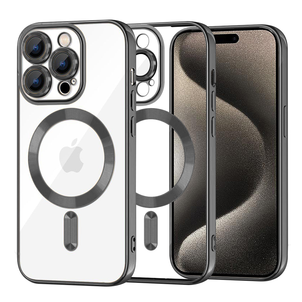 Funda MagSafe para Apple iPhone 15 Pro Max, Techsuit, Luxury Crystal, Negra