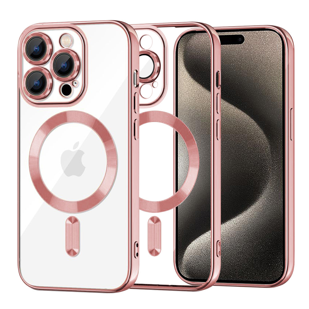 Funda MagSafe para Apple iPhone 15 Pro Max, Techsuit, Luxury Crystal, Rosa