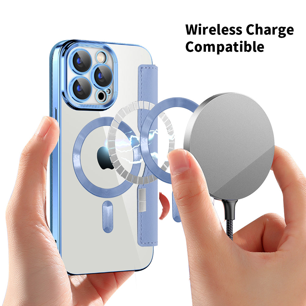 Funda MagSafe para Apple iPhone 15 Pro Max, Techsuit, SmartMag Book, Azul