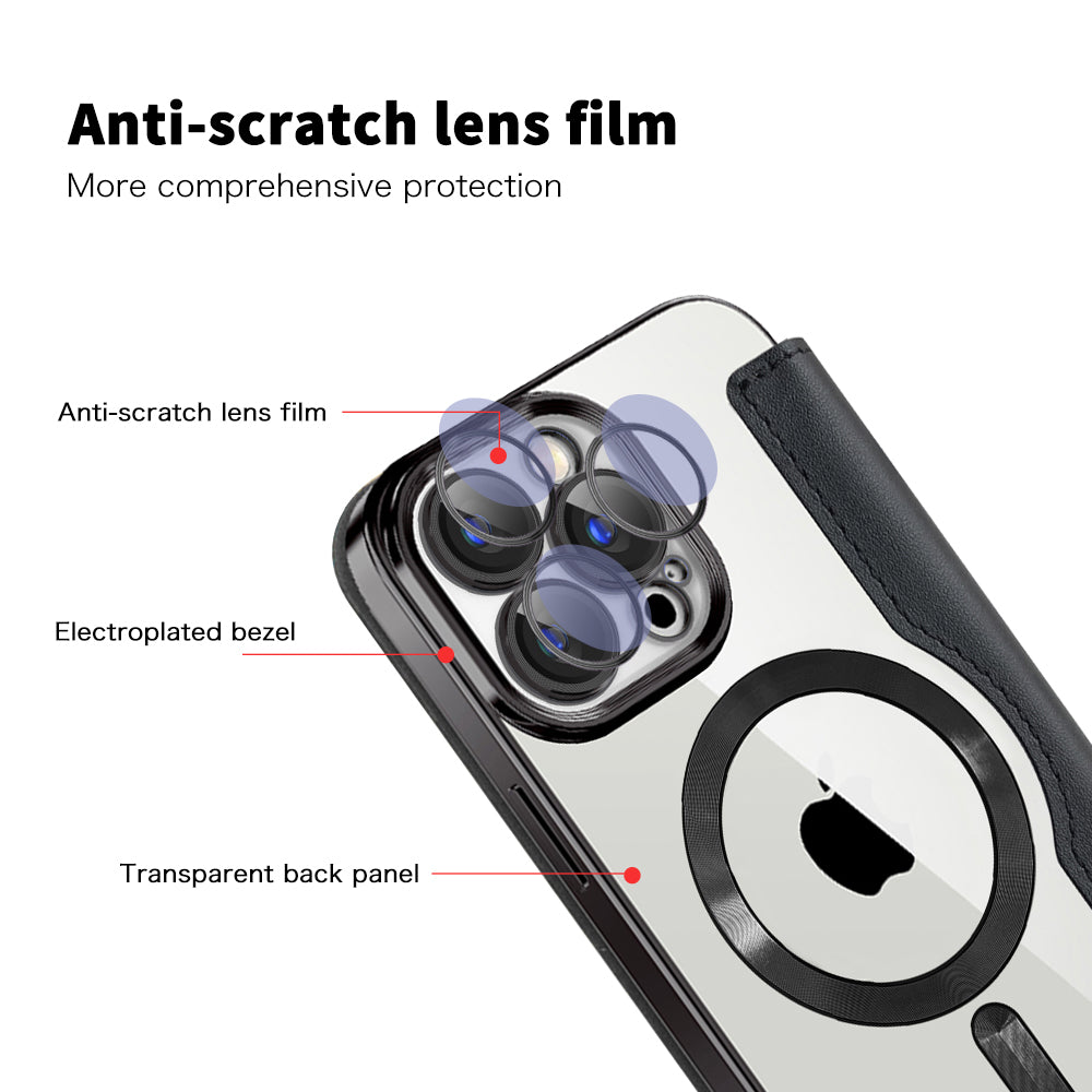 Funda MagSafe para Apple iPhone 15 Pro Max, Techsuit, SmartMag Book, Negra