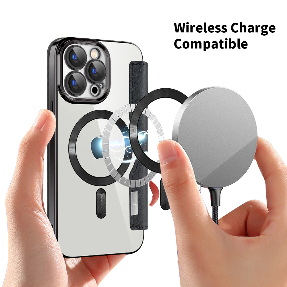 Funda MagSafe para Apple iPhone 15 Pro Max, Techsuit, SmartMag Book, Negra