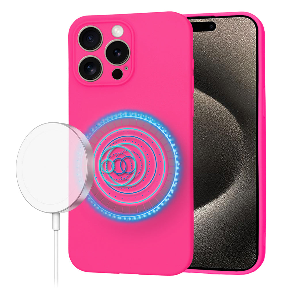 Funda MagSafe para Apple iPhone 15 Pro Max, Techsuit, SoftFlex, Rosa Oscuro