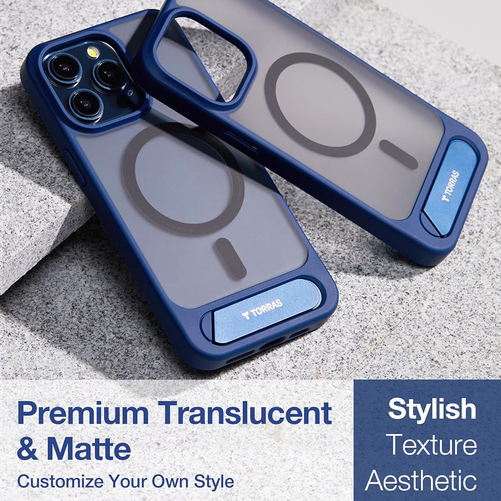 Funda MagSafe para Apple iPhone 15 Pro Max, Torras, Pstand, Azul Marino