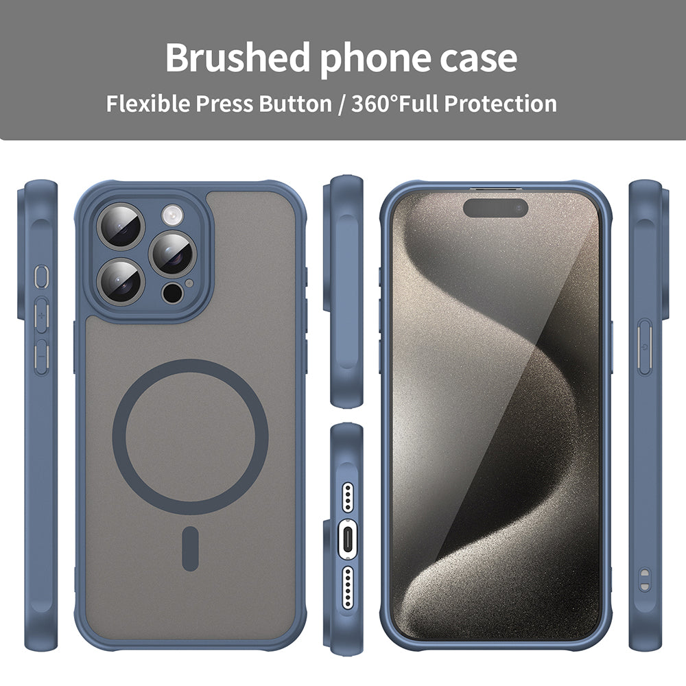 Funda MagSafe para Apple iPhone 15 Pro, Techsuit, HaloFrost II, Azul marino