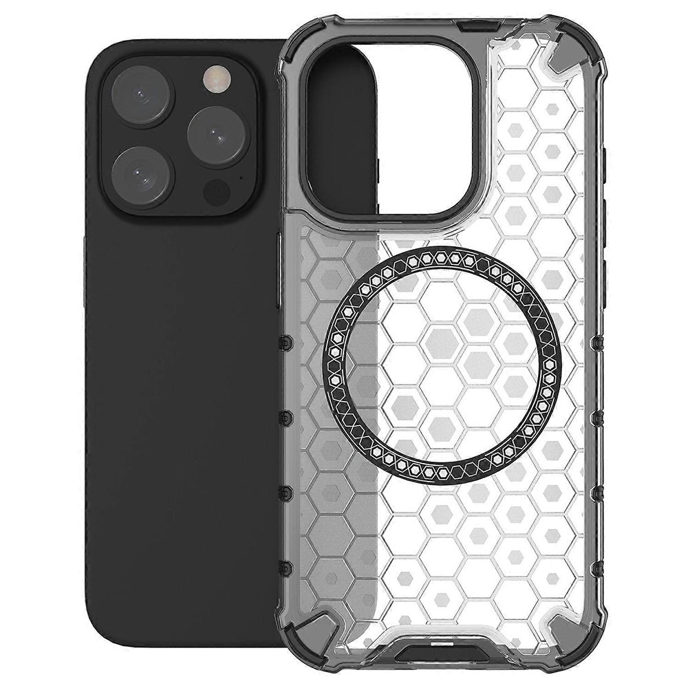 Funda MagSafe para Apple iPhone 15 Pro, Techsuit, HoneyComb Shield, Blanca